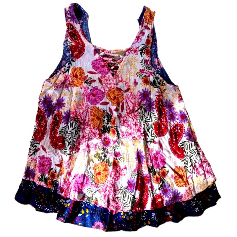 Love Fire Baby Doll Double Layered Floral Print Top